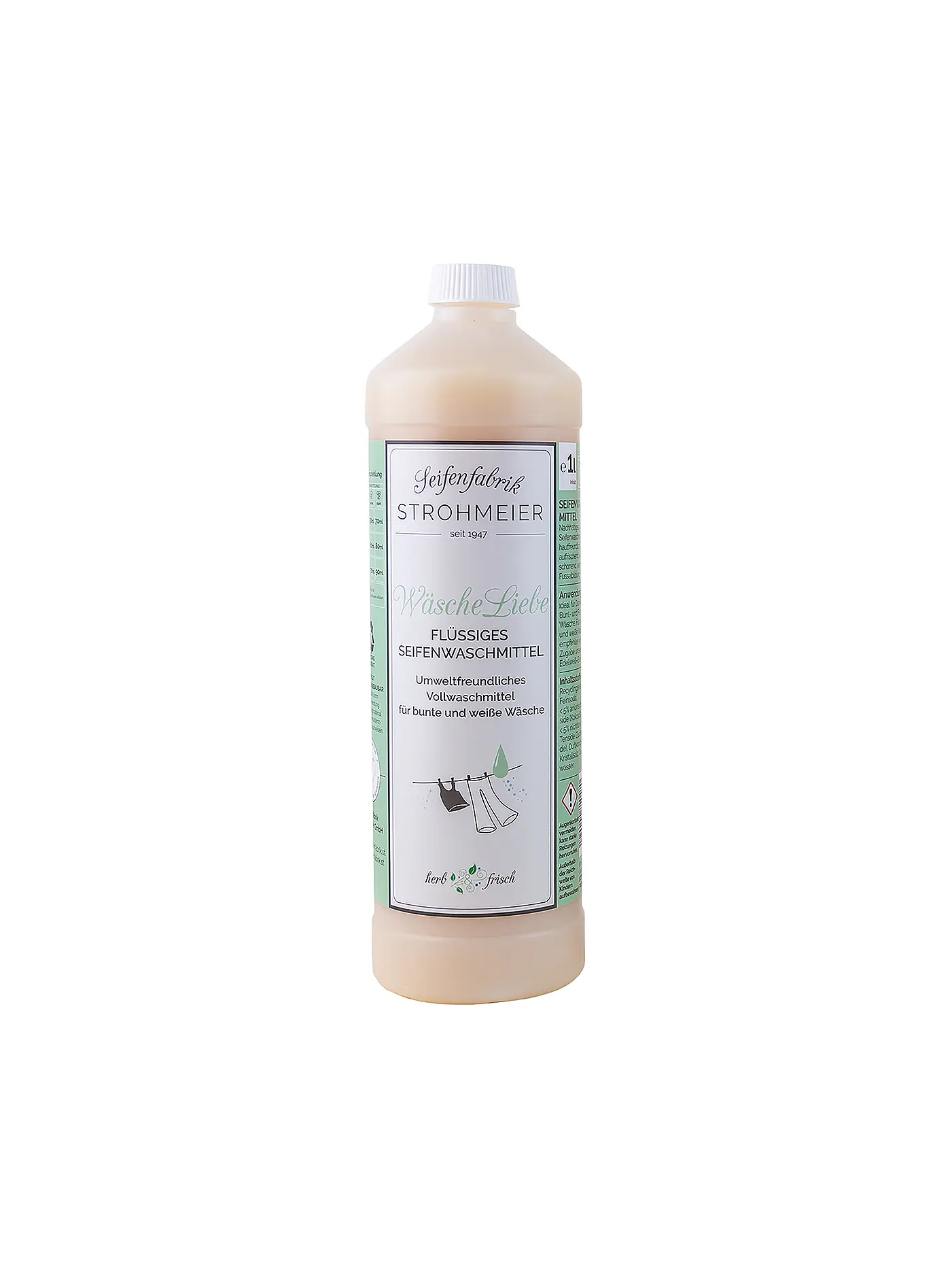 STROHMEIER | Wäscheliebe Flüssiges Seifenwaschmittel Herb&Frisch 1 Liter | 